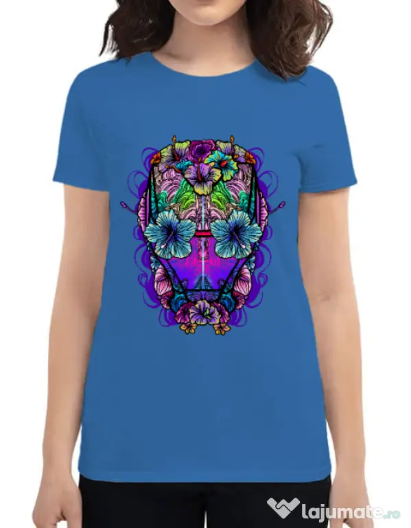 Tricou ADLER dama Flower helmet Albastru azuriu