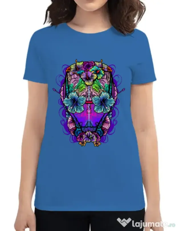 Tricou ADLER dama Flower helmet Albastru azuriu