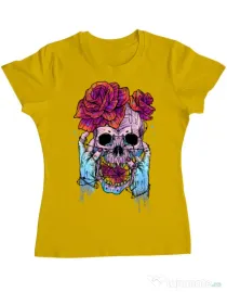 Tricou ADLER dama Hand skull Galben