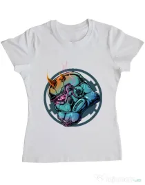 Tricou ADLER dama Helmet demons Alb