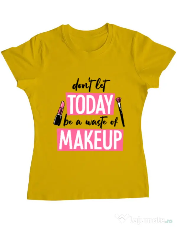 Tricou ADLER dama A waste of makeup Galben
