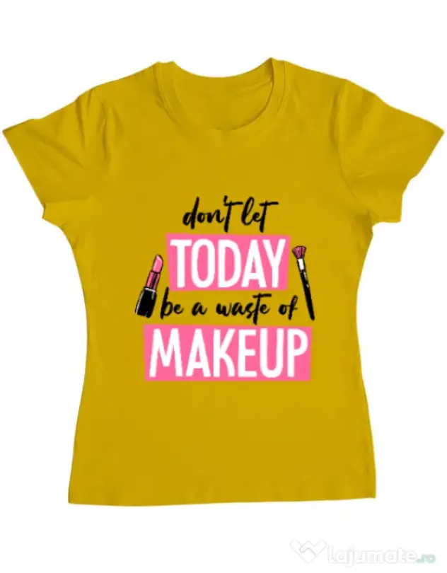 Tricou ADLER dama A waste of makeup Galben