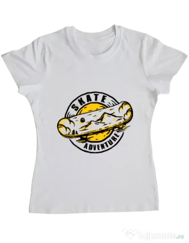 Tricou ADLER dama Skate adventure Alb