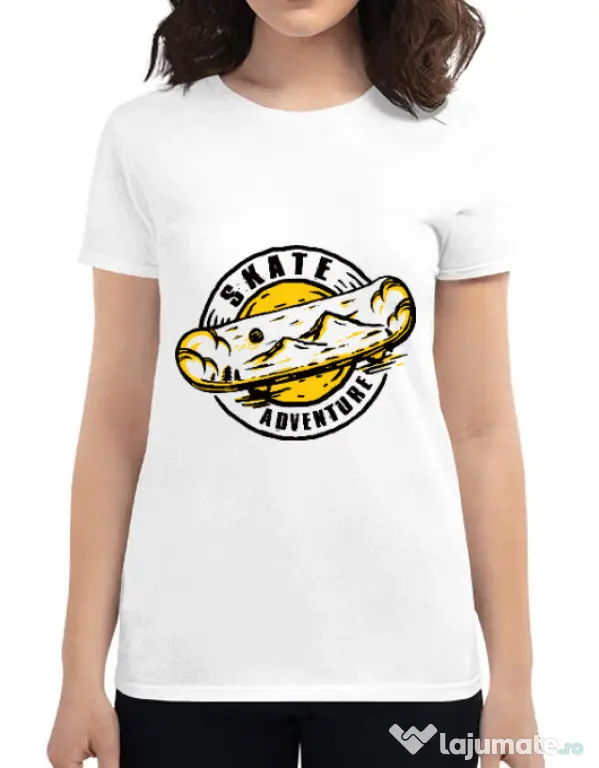 Tricou ADLER dama Skate adventure Alb