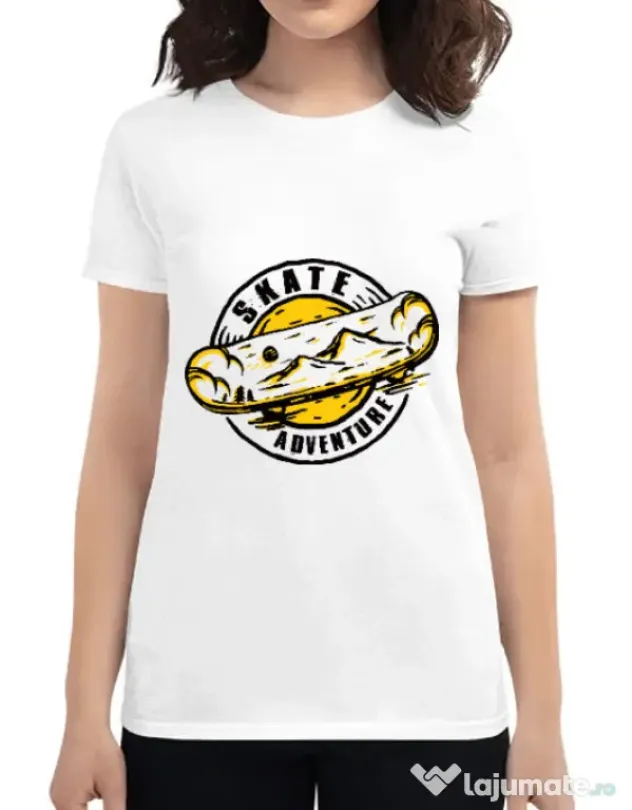 Tricou ADLER dama Skate adventure Alb