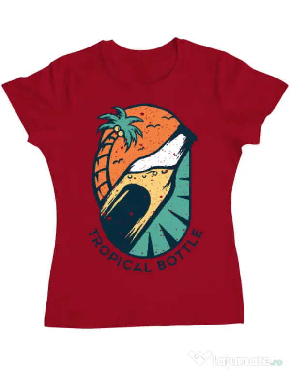 Tricou ADLER dama Tropical bottle Rosu