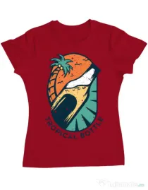 Tricou ADLER dama Tropical bottle Rosu