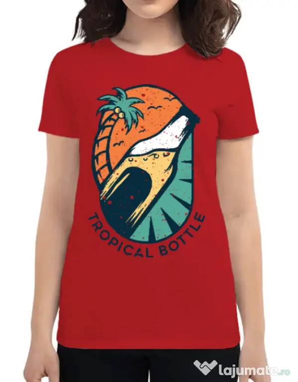 Tricou ADLER dama Tropical bottle Rosu