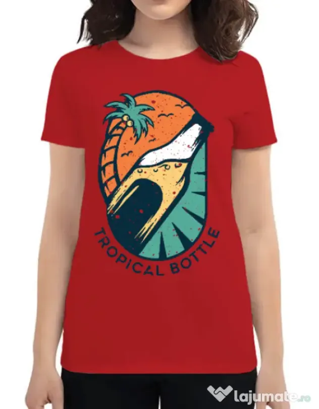 Tricou ADLER dama Tropical bottle Rosu