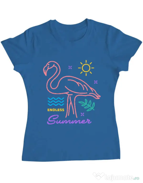 Tricou ADLER dama Flamingo endless summer Albastru azuriu