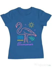 Tricou ADLER dama Flamingo endless summer Albastru azuriu