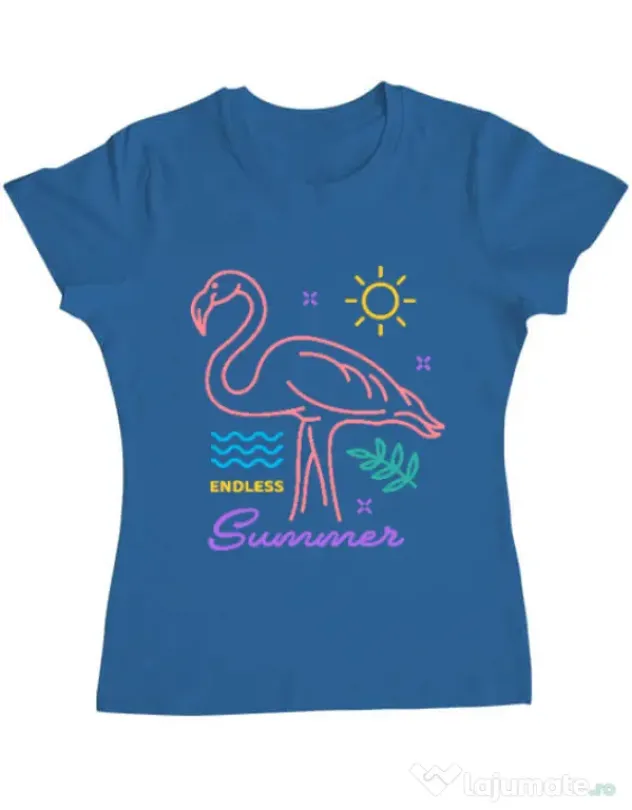 Tricou ADLER dama Flamingo endless summer Albastru azuriu