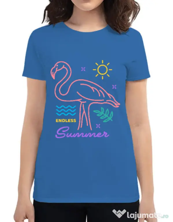 Tricou ADLER dama Flamingo endless summer Albastru azuriu