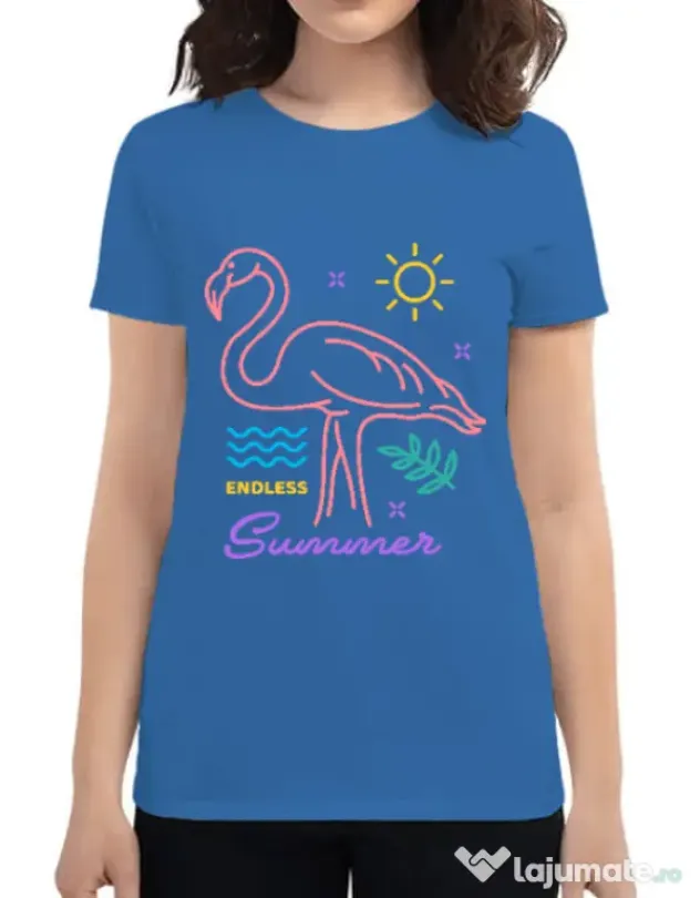 Tricou ADLER dama Flamingo endless summer Albastru azuriu