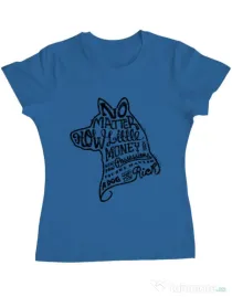 Tricou ADLER dama A Dog Makes You Rich Albastru azuriu