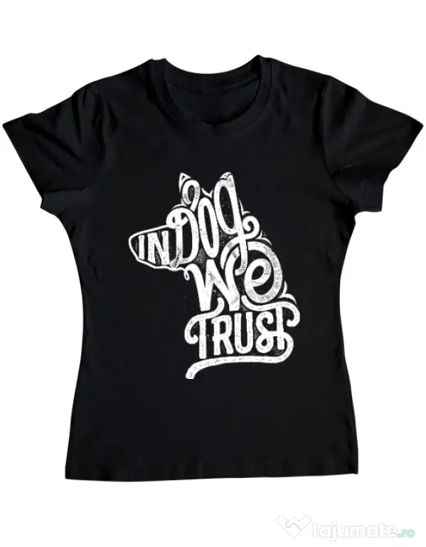 Tricou ADLER dama In dog we trust Negru