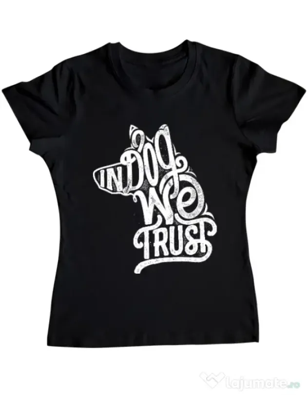 Tricou ADLER dama In dog we trust Negru