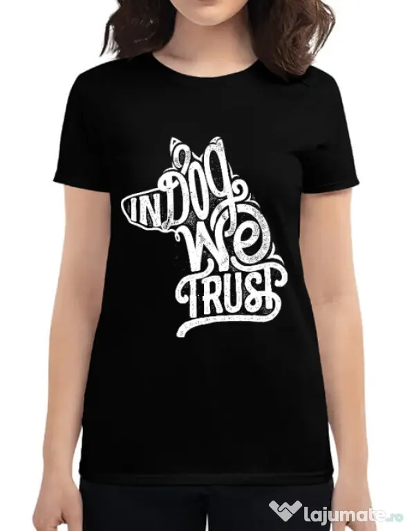 Tricou ADLER dama In dog we trust Negru