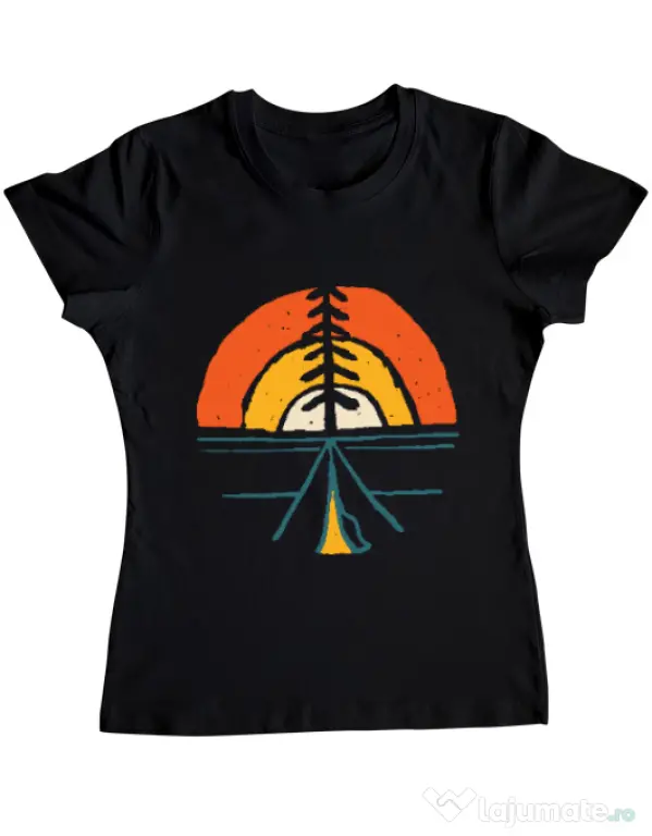 Tricou ADLER dama Camp and sunset Negru