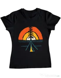 Tricou ADLER dama Camp and sunset Negru