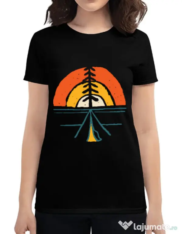 Tricou ADLER dama Camp and sunset Negru