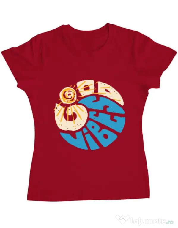 Tricou ADLER dama Good vibes and wave Rosu