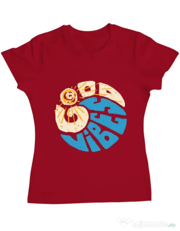 Tricou ADLER dama Good vibes and wave Rosu