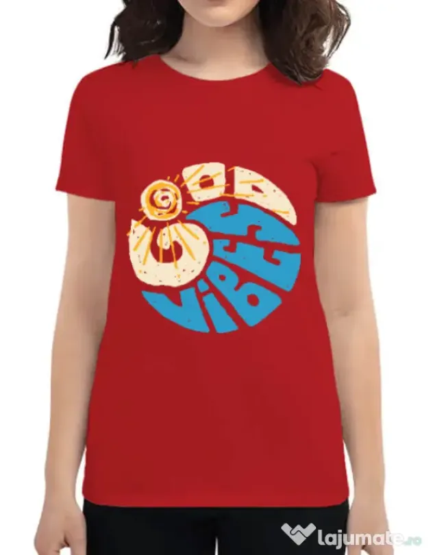 Tricou ADLER dama Good vibes and wave Rosu