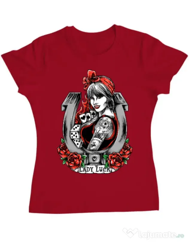 Tricou ADLER dama Lady luck Rosu