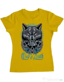 Tricou ADLER dama Wolf of death Galben