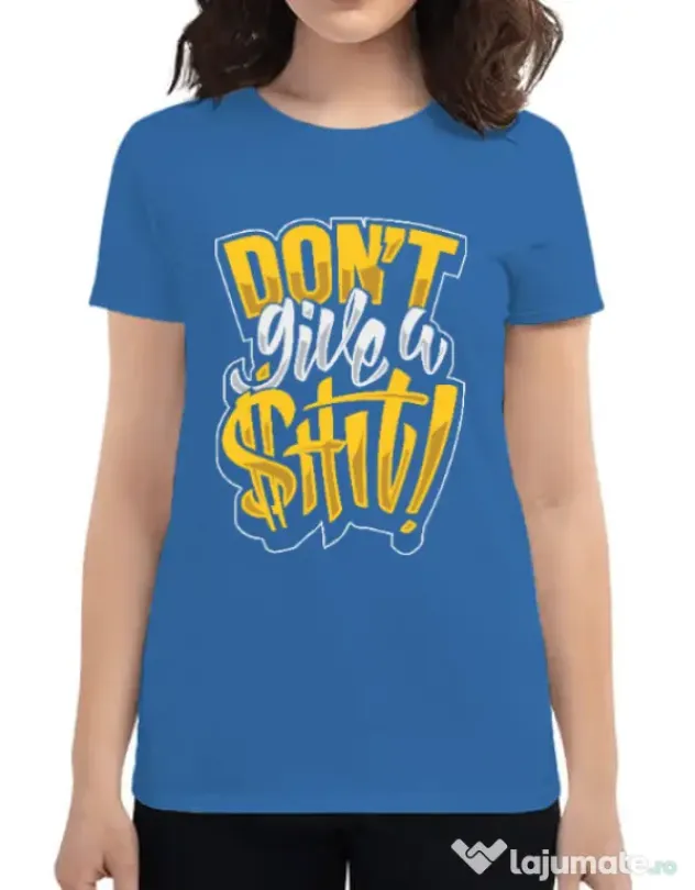 Tricou ADLER dama Don't give a shit Albastru azuriu