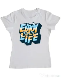 Tricou ADLER dama Enjoy your life Alb