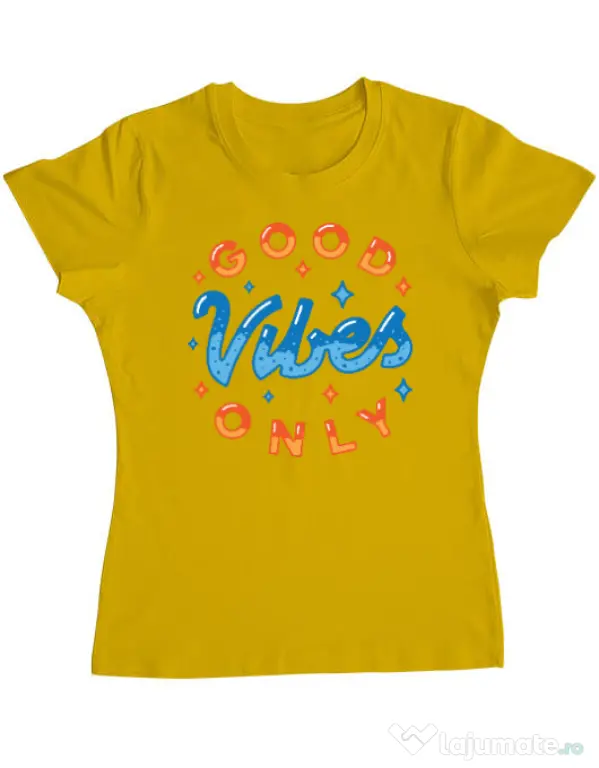 Tricou ADLER dama Good vibes only Galben