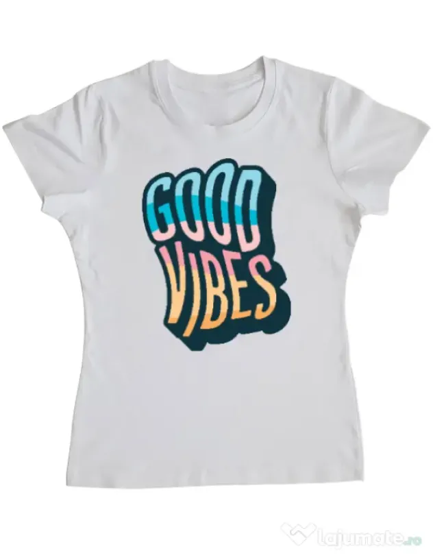 Tricou ADLER dama Good vibes Alb