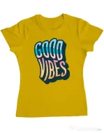Tricou ADLER dama Good vibes Galben