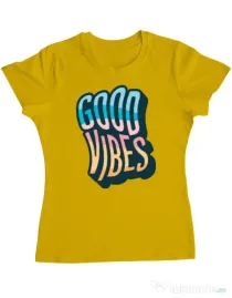 Tricou ADLER dama Good vibes Galben