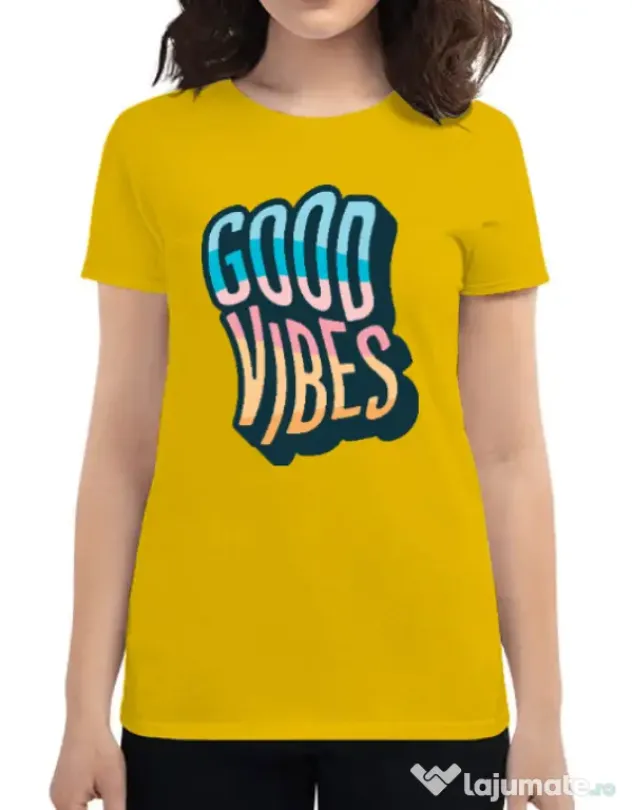 Tricou ADLER dama Good vibes Galben