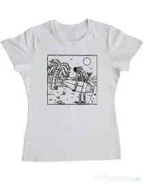 Tricou ADLER dama Surf dude Alb