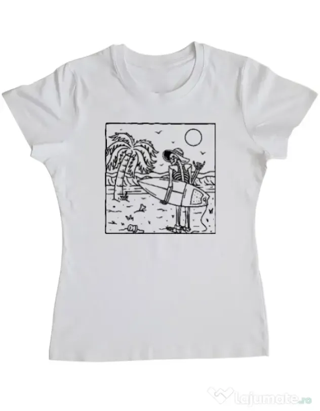 Tricou ADLER dama Surf dude Alb