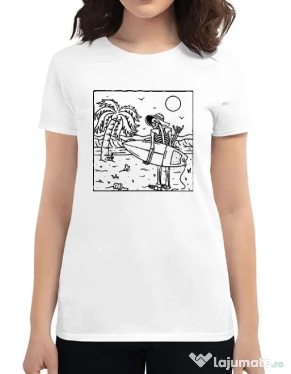 Tricou ADLER dama Surf dude Alb