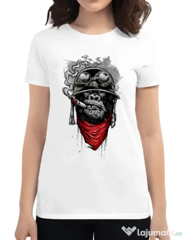 Tricou ADLER dama Ape of duty Alb