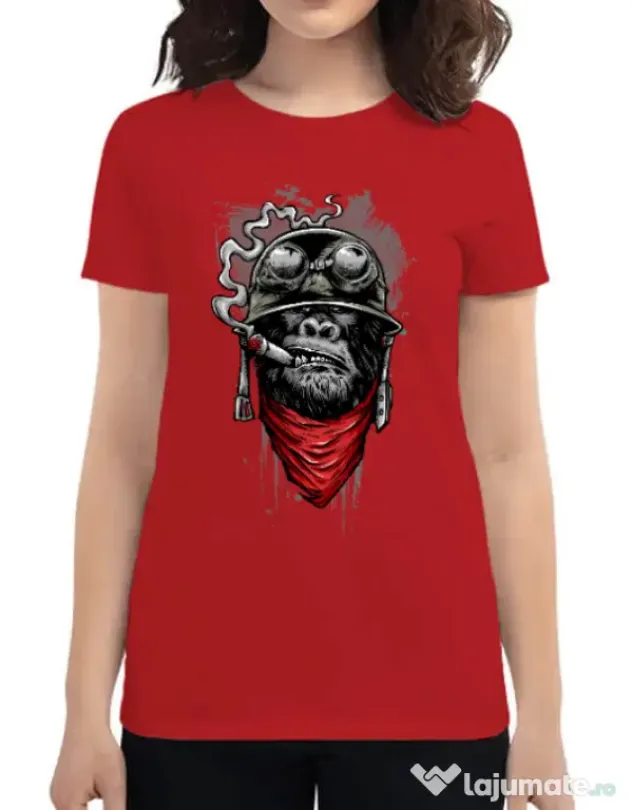 Tricou ADLER dama Ape of duty Rosu