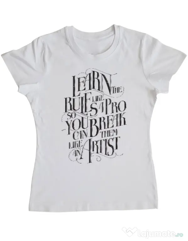 Tricou ADLER dama Learn the rules Alb