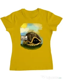 Tricou ADLER dama I stay home Galben