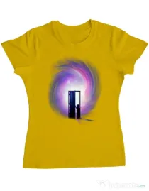 Tricou ADLER dama Doors to the future Galben
