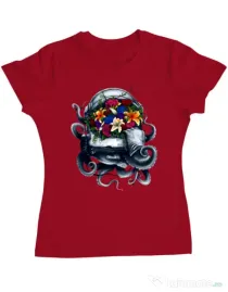 Tricou ADLER dama Space bloom Rosu