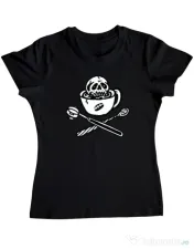 Tricou ADLER dama Death before decaf Negru