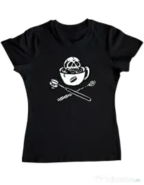 Tricou ADLER dama Death before decaf Negru