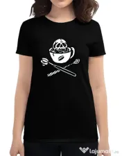 Tricou ADLER dama Death before decaf Negru