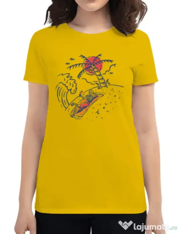 Tricou ADLER dama Relax Skeleton Galben